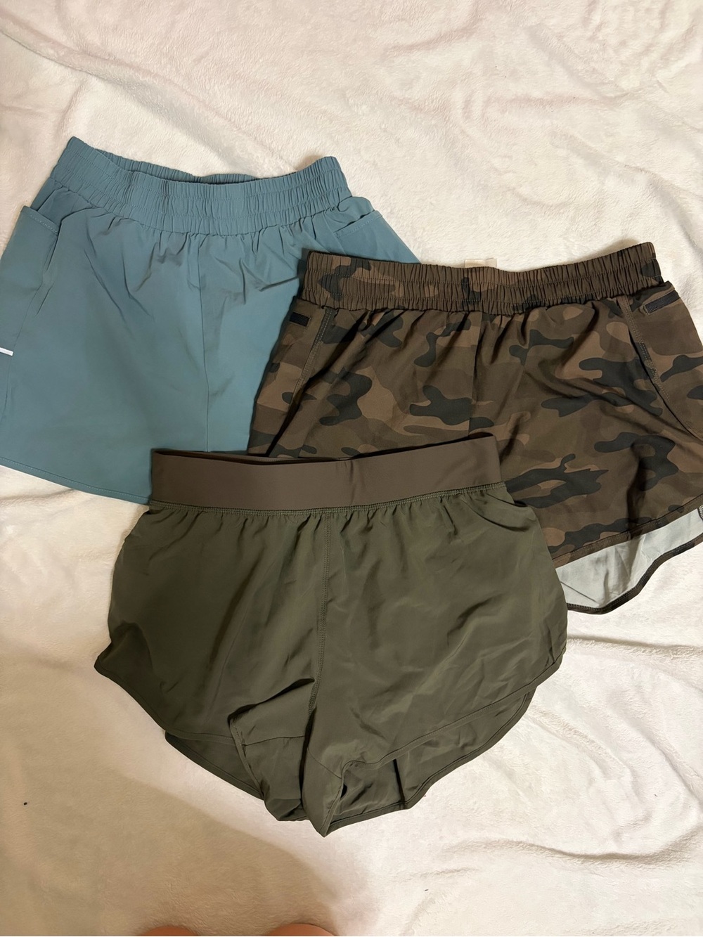Women’s Athletic Running Shorts - Blue, Olive & Camo Pack